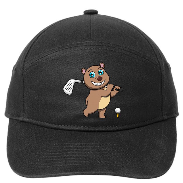 Cute Wombat Golf Player Hobby Sports 7-Panel Snapback Hat