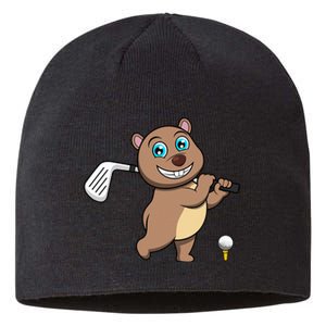 Cute Wombat Golf Player Hobby Sports Sustainable Beanie