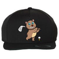 Cute Wombat Golf Player Hobby Sports Wool Snapback Cap