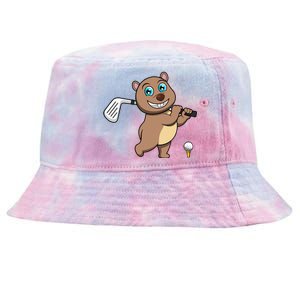 Cute Wombat Golf Player Hobby Sports Tie-Dyed Bucket Hat