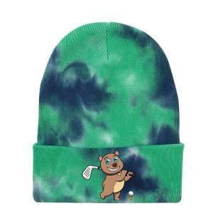 Cute Wombat Golf Player Hobby Sports Tie Dye 12in Knit Beanie