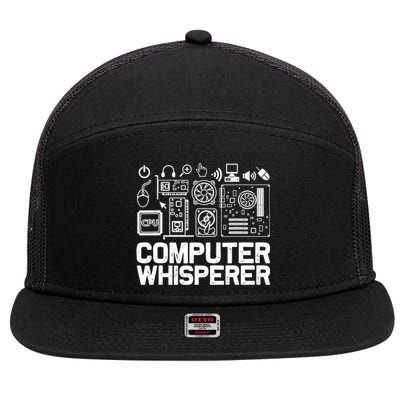 Computer Whisperer Gift It Tech Support Nerds Geek Funny Gift Funny Gift 7 Panel Mesh Trucker Snapback Hat