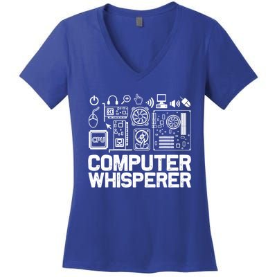 Computer Whisperer Gift It Tech Support Nerds Geek Funny Gift Funny Gift Women's V-Neck T-Shirt