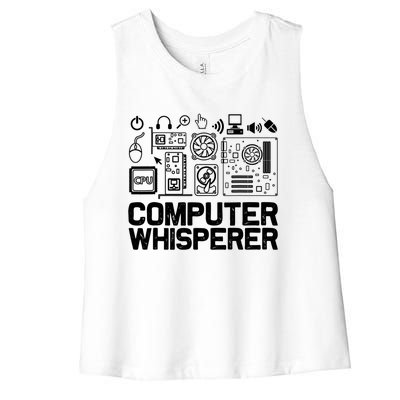 Computer Whisperer Gift It Tech Support Nerds Geek Funny Gift Funny Gift Women's Racerback Cropped Tank