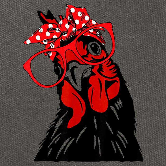 Cute Women Girl Chicken With Bandana Headband And Glasses Cotton Canvas Backpack