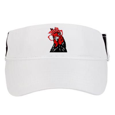Cute Women Girl Chicken With Bandana Headband And Glasses Adult Drive Performance Visor