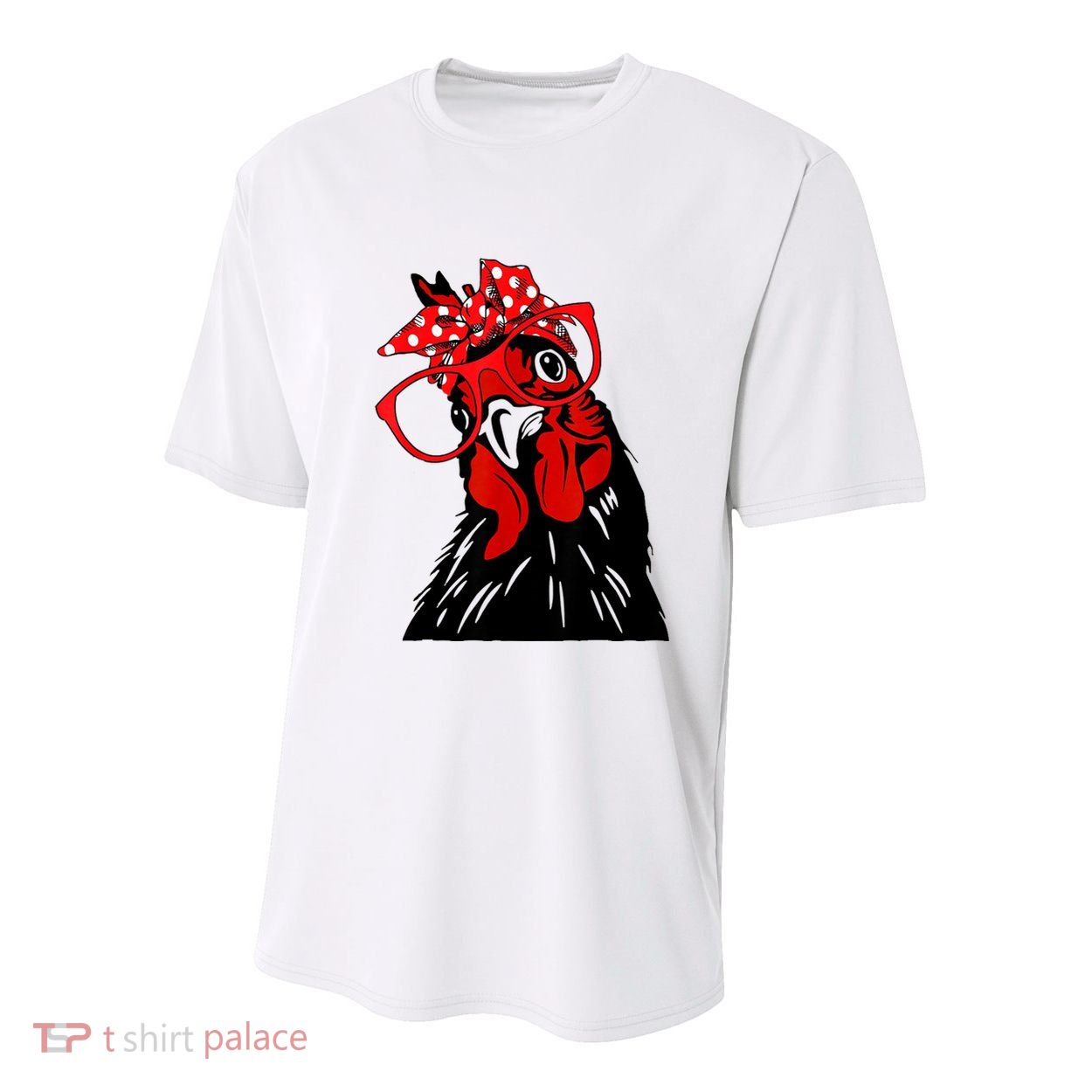 Cute Women Girl Chicken With Bandana Headband And Glasses Youth Performance Sprint T-Shirt