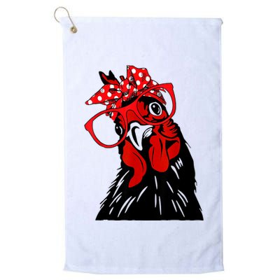 Cute Women Girl Chicken With Bandana Headband And Glasses Golf Towel