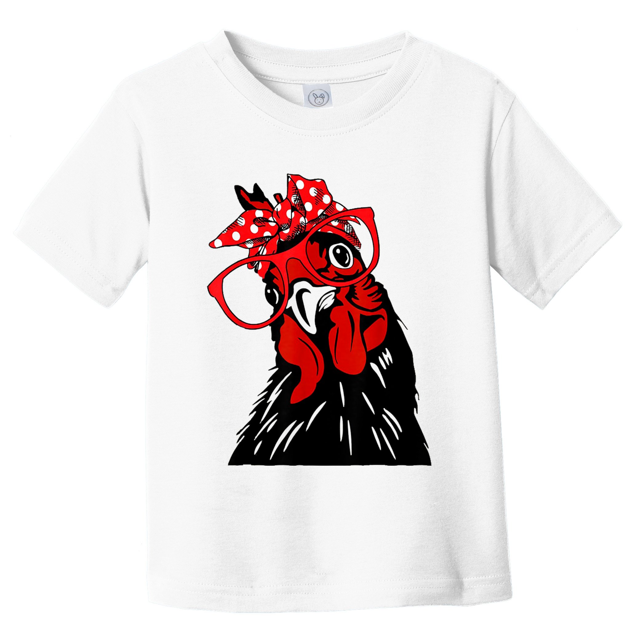 Cute Women Girl Chicken With Bandana Headband And Glasses Toddler T-Shirt