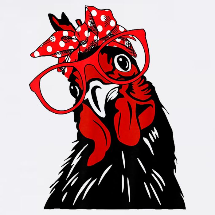 Cute Women Girl Chicken With Bandana Headband And Glasses Toddler T-Shirt