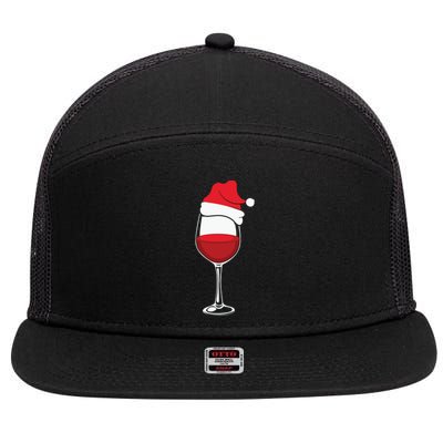 Christmas Wine Glasses Santa Hat 7 Panel Mesh Trucker Snapback Hat