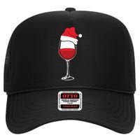 Christmas Wine Glasses Santa Hat High Crown Mesh Back Trucker Hat