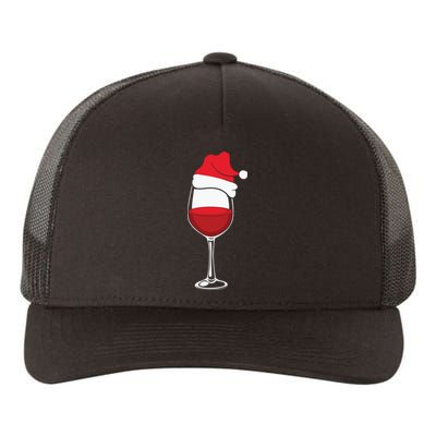 Christmas Wine Glasses Santa Hat Yupoong Adult 5-Panel Trucker Hat