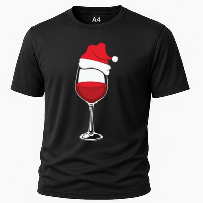 Christmas Wine Glasses Santa Hat Performance Shirt