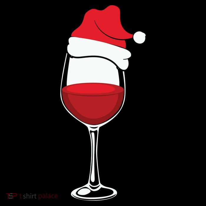 Christmas Wine Glasses Santa Hat T-Shirt