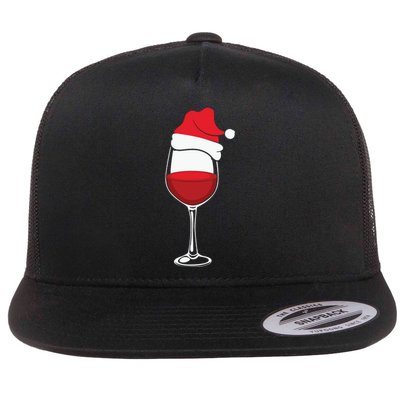 Christmas Wine Glasses Santa Hat Flat Bill Trucker Hat