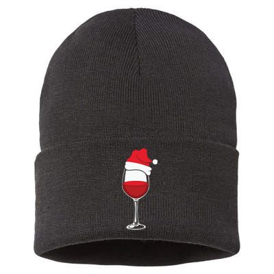 Christmas Wine Glasses Santa Hat Sustainable Knit Beanie