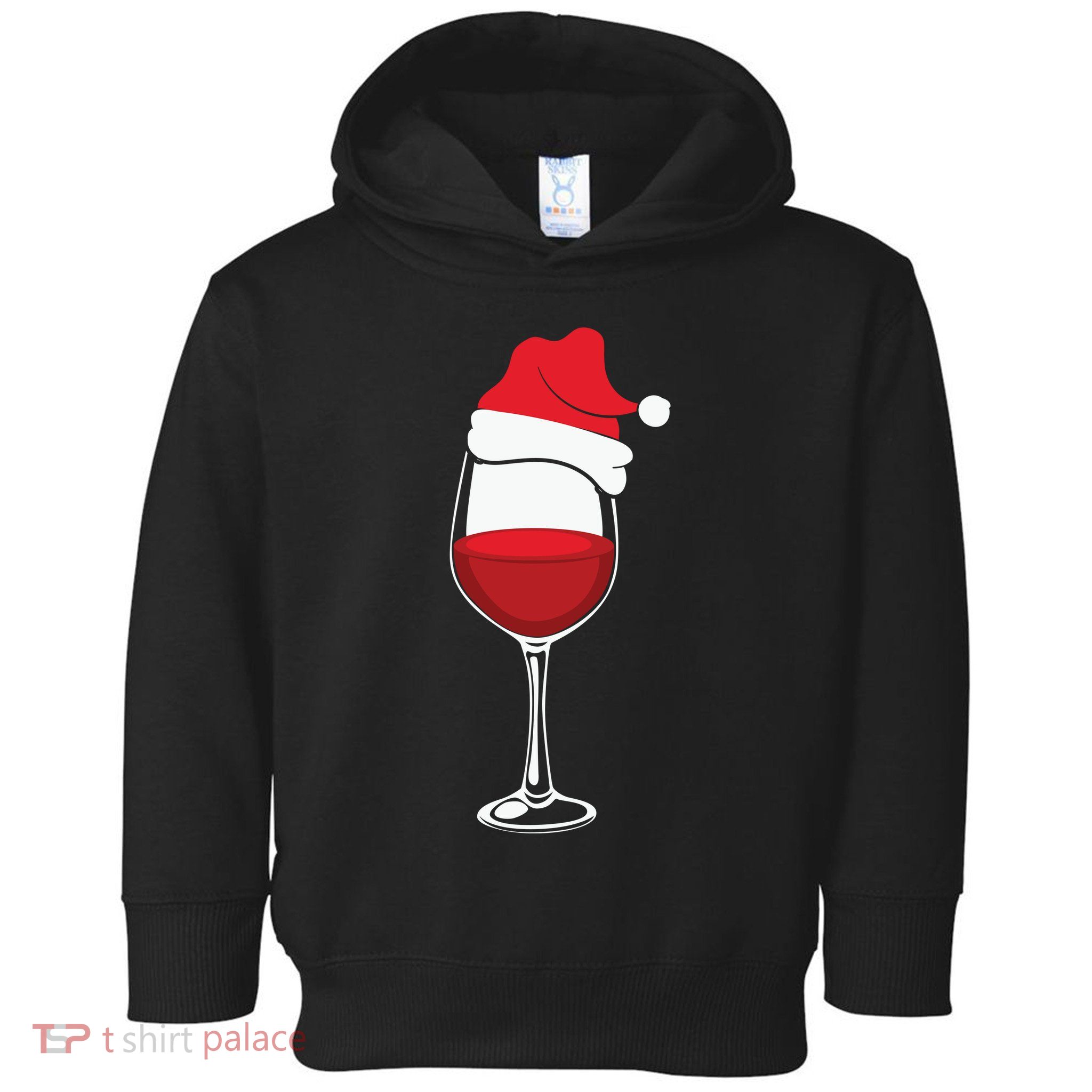 Christmas Wine Glasses Santa Hat Toddler Hoodie