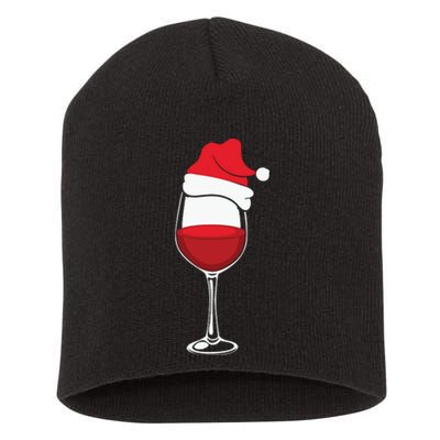 Christmas Wine Glasses Santa Hat Short Acrylic Beanie