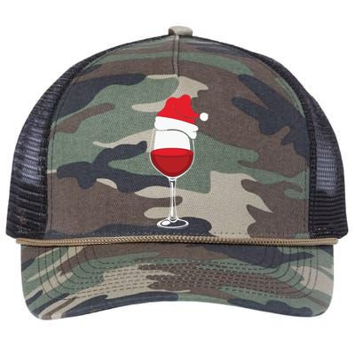 Christmas Wine Glasses Santa Hat Retro Rope Trucker Hat Cap