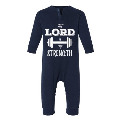 Christian Workout Gym Lord Is My Strength Infant Fleece One Piece