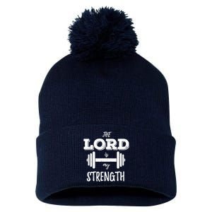 Christian Workout Gym Lord Is My Strength Pom Pom 12in Knit Beanie