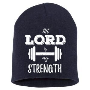 Christian Workout Gym Lord Is My Strength Short Acrylic Beanie