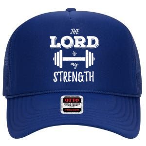 Christian Workout Gym Lord Is My Strength High Crown Mesh Back Trucker Hat