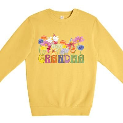 Cute Wildflowers Grandma Design For Grandmothers We Love Gift Premium Crewneck Sweatshirt