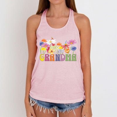 Cute Wildflowers Grandma Design For Grandmothers We Love Gift Women's Knotted Racerback Tank