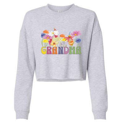 Cute Wildflowers Grandma Design For Grandmothers We Love Gift Cropped Pullover Crew