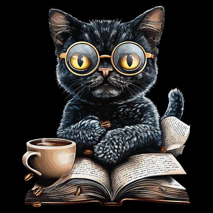Cat With Glasses Coffee Book Lover Backpack