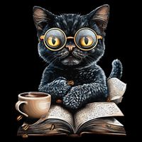 Cat With Glasses Coffee Book Lover Sustainable Bucket Hat