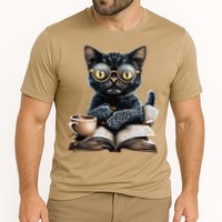 Cat With Glasses Coffee Book Lover Cooling Performance Crew T-Shirt