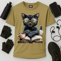 Cat With Glasses Coffee Book Lover Cooling Performance Crew T-Shirt