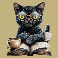 Cat With Glasses Coffee Book Lover Cooling Performance Crew T-Shirt
