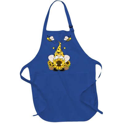 Cute Winged Gnome Summer Gnome Sunflower Gnome And Bee Gift Full-Length Apron With Pockets