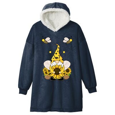 Cute Winged Gnome Summer Gnome Sunflower Gnome And Bee Gift Hooded Wearable Blanket