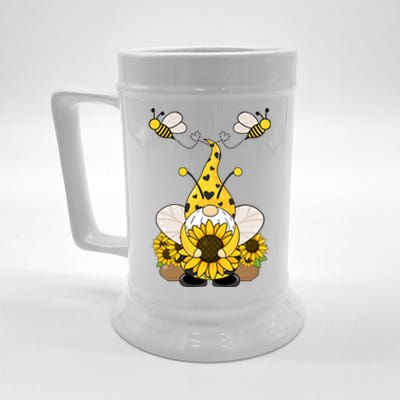 Cute Winged Gnome Summer Gnome Sunflower Gnome And Bee Gift Beer Stein