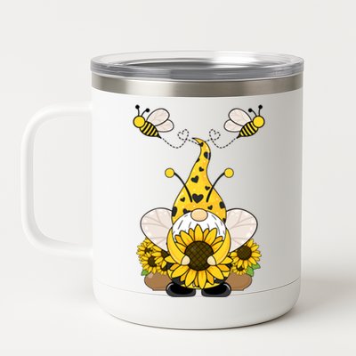 Cute Winged Gnome Summer Gnome Sunflower Gnome And Bee Gift 12 oz Stainless Steel Tumbler Cup