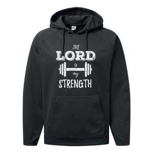 Christian Workout Gym Lord Is My Strength Performance Fleece Hoodie