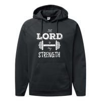 Christian Workout Gym Lord Is My Strength Performance Fleece Hoodie