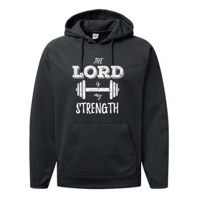 Christian Workout Gym Lord Is My Strength Performance Fleece Hoodie