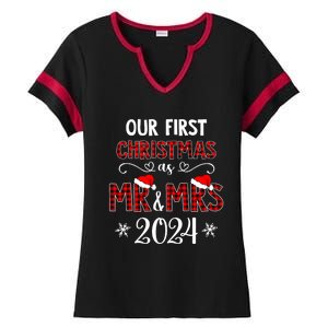 Couple Wife Husband Xmas Our First Christmas As Mr Mrs 2024 Ladies Halftime Notch Neck Tee