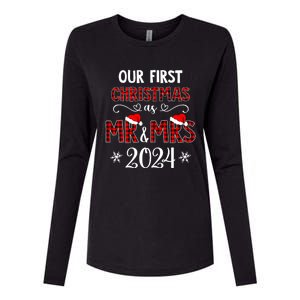 Couple Wife Husband Xmas Our First Christmas As Mr Mrs 2024 Womens Cotton Relaxed Long Sleeve T-Shirt