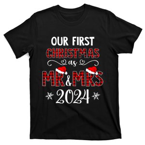 Couple Wife Husband Xmas Our First Christmas As Mr Mrs 2024 T-Shirt