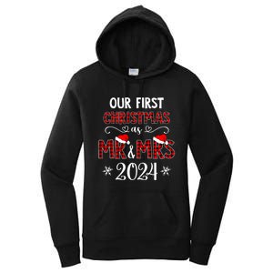 Couple Wife Husband Xmas Our First Christmas As Mr Mrs 2024 Women's Pullover Hoodie