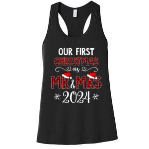 Couple Wife Husband Xmas Our First Christmas As Mr Mrs 2024 Women's Racerback Tank