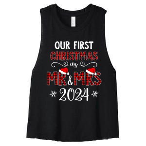 Couple Wife Husband Xmas Our First Christmas As Mr Mrs 2024 Women's Racerback Cropped Tank