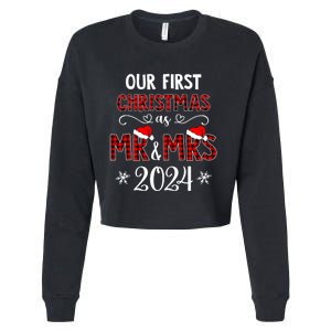 Couple Wife Husband Xmas Our First Christmas As Mr Mrs 2024 Cropped Pullover Crew